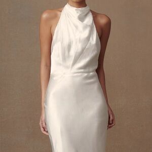 Meshki Esther
Iridescent Satin Cowl Maxi Dress - Ivory